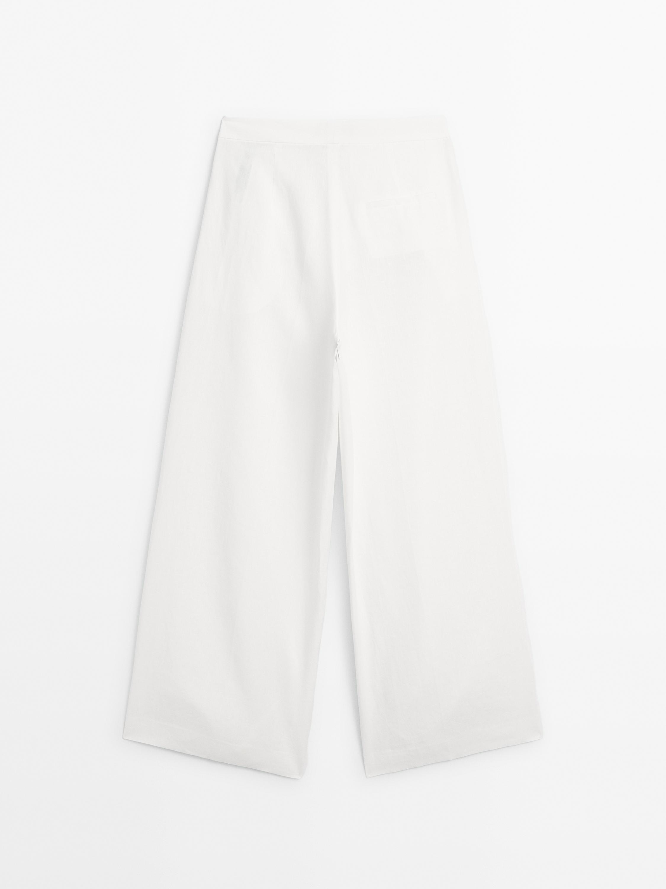 Pantalon de tailleur à pinces 100 % lin